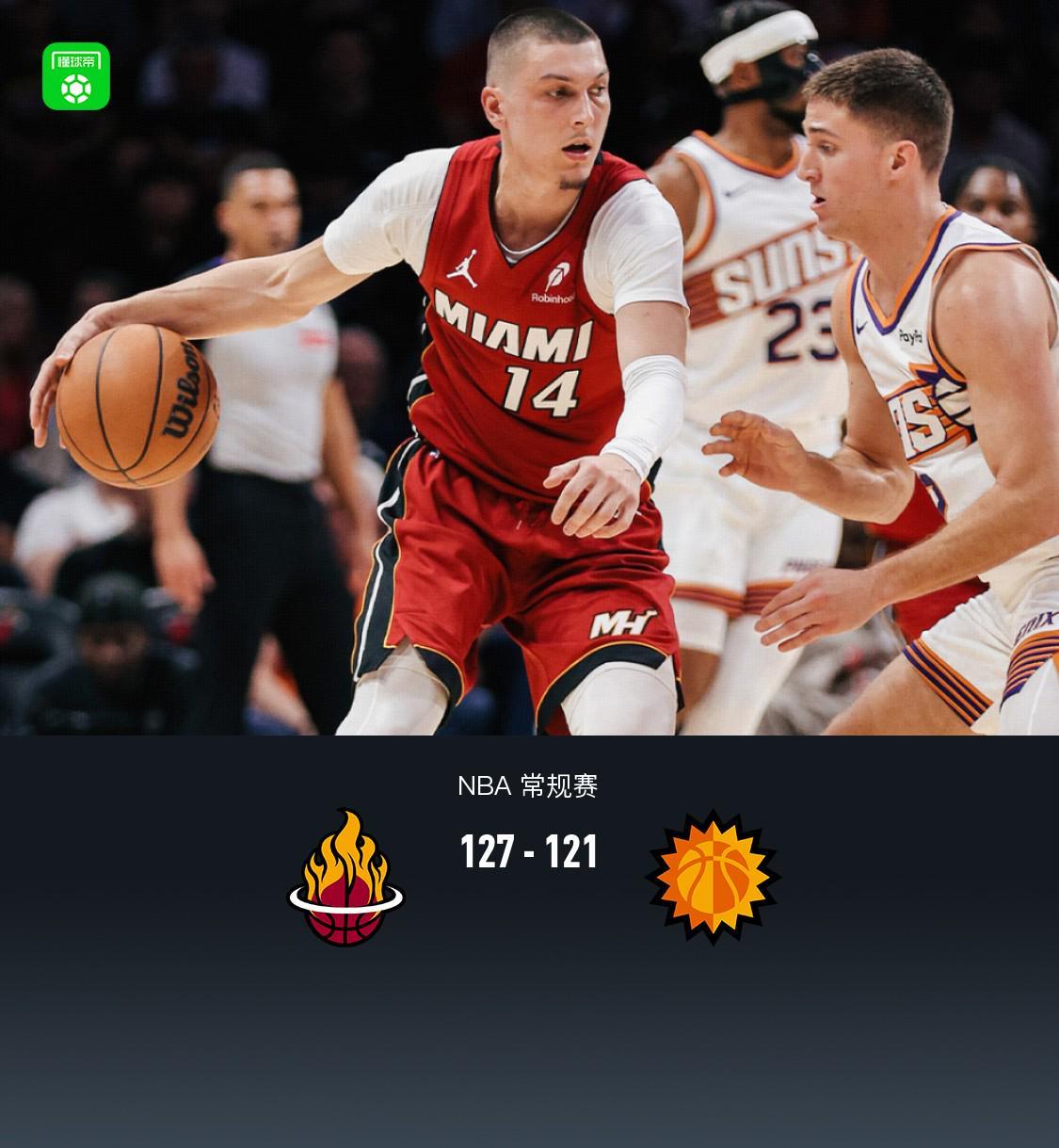 开云品牌-热火127-121拒绝太阳逆转，阿德巴约29+9，鲍威尔27分